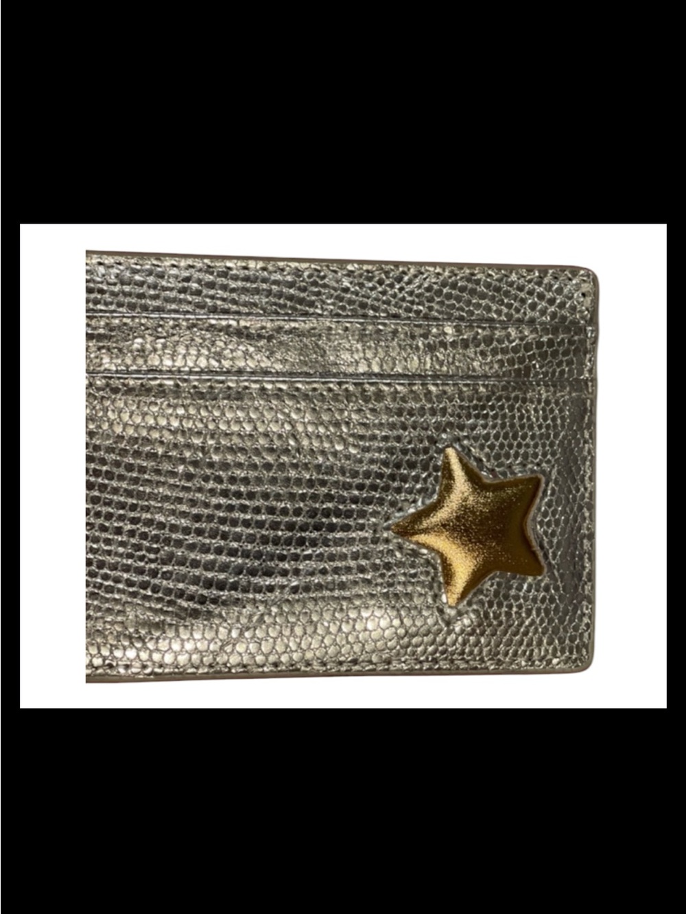 Kurt Geiger Metallic Silver Card Holder with Gold Star